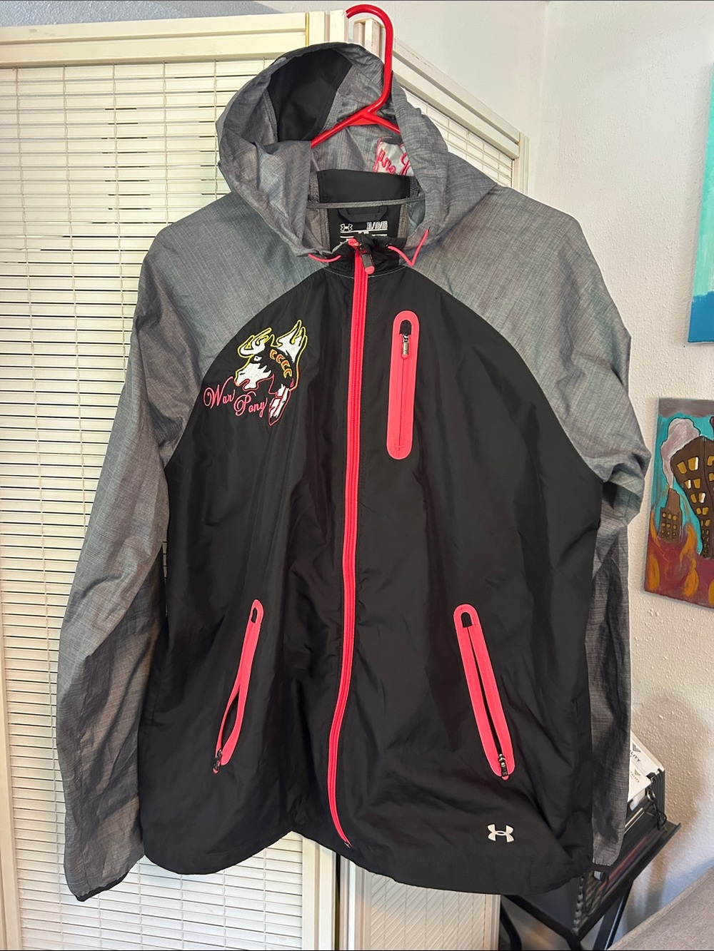Under Armour Black Jacket with Gray Sleeves and Pink Zippers XStorm